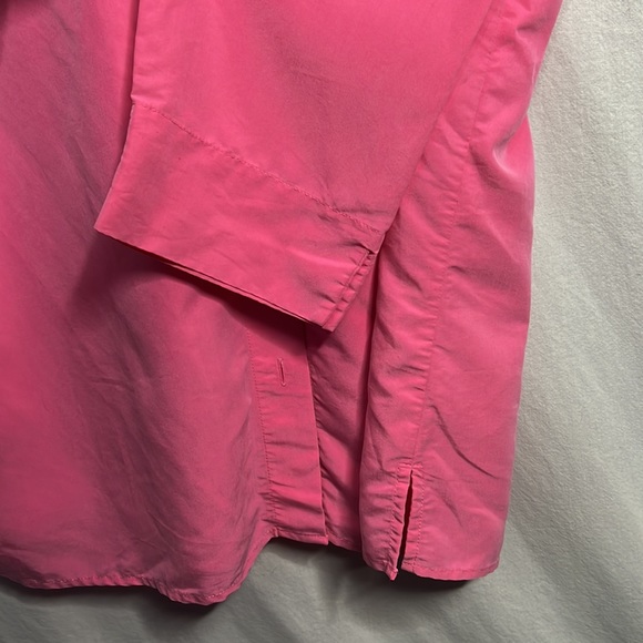 Hot Pink Liz Claiborne 3/4 sleeve collared button-up flowy top - Picture 7 of 10